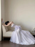 Niulatu Purple Mermaid Sweetheart Neck Tulle Sequin Prom Dress Quincea?a Ball Dress Wedding Dress HZ1103