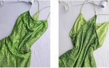 Niulatu Green Sheath Spaghetti Strap Sequined Prom Dress Birthday Dress HZ1103