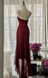 Niulatu Red Mermaid Strapless Chiffon Prom Dress Graduation Prom Dress HZ1026