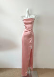 Niulatu Pink Diamond Spaghetti Strap Satin Bodycon Ball Dress HZ1103