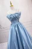Niulatu Sweet A-Line Spaghetti Strap Satin Long Prom Dress Evening Party Dress HZ1103
