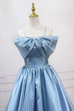 Niulatu Sweet A-Line Spaghetti Strap Satin Long Prom Dress Evening Party Dress HZ1103