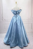 Niulatu Sweet A-Line Spaghetti Strap Satin Long Prom Dress Evening Party Dress HZ1103