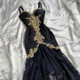 Niulatu Elegant Sweetheart Neck Lace Chiffon Spaghetti Strap Sequin Prom Dress HZ1103