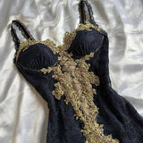 Niulatu Elegant Sweetheart Neck Lace Chiffon Spaghetti Strap Sequin Prom Dress HZ1103