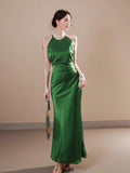 Niulatu satin halter neck dress birthday engagement dress HZ1103