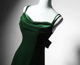 Niulatu Green Vintage Mermaid Velvet Spaghetti Straps Long Prom Dress HZ1103