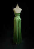 Niulatu Spaghetti Strap Sheath Satin Beaded Prom Dress Evening Gown HZ1103