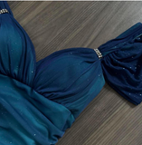 Niulatu Blue Sweetheart Neck Bodycon Dress Ruffled Party Dress Spaghetti Strap Evening Dress HZ1103