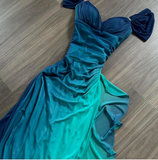 Niulatu Blue Sweetheart Neck Bodycon Dress Ruffled Party Dress Spaghetti Strap Evening Dress HZ1103