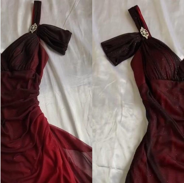 Niulatu Party Dresses Under $160??Elegant Purple Glitter Ruffled Chiffon Prom Dresses HZ1026