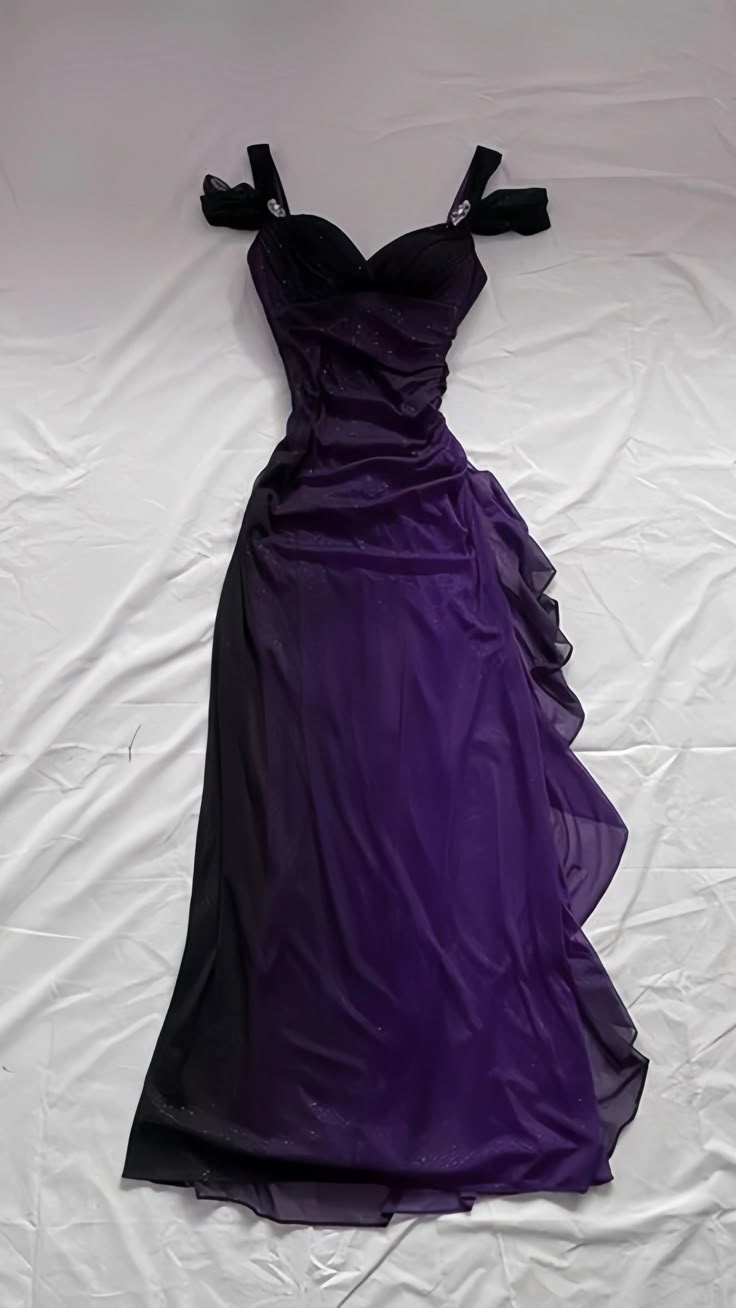 Niulatu Party Dresses Under $160??Elegant Purple Glitter Ruffled Chiffon Prom Dresses HZ1026