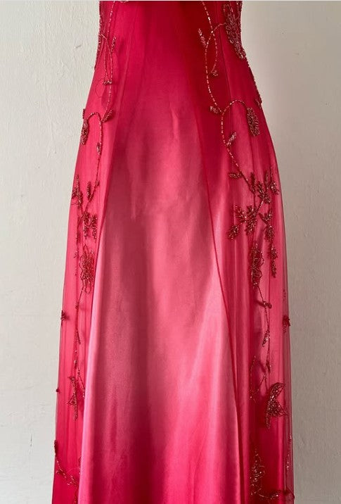 Niulatu Vintage Prom Dress Under $170??Gorgeous Spaghetti Straps Beading Applique Gradient Blue Sleeveless Long Evening Dress HZ1026