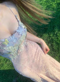 Niulatu Sweet Lace Applique Spaghetti Strap Mermaid Sleeveless Long Birthday Prom Dress Adult Ceremony Graduation Prom Dress HZ1103