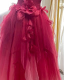 Niulatu Gradient Tulle Strapless A-Line Long Wedding Dress Evening Gown HZ1103