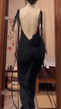 Niulatu Sexy Chiffon Sheath Backless Long Prom Dress Spaghetti Strap Party Dress HZ1103