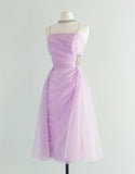 Niulatu Pink Spaghetti Strap Tulle Short Prom Dress Homecoming Dress HZ1103