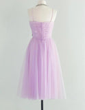 Niulatu Pink Spaghetti Strap Tulle Short Prom Dress Homecoming Dress HZ1103