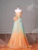 Niulatu Multicolor Strapless A-Line Tulle Long Prom Dress Wedding Dress Birthday Dress HZ1103