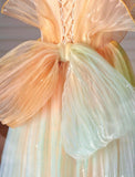 Niulatu Multicolor Strapless A-Line Tulle Long Prom Dress Wedding Dress Birthday Dress HZ1103
