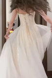 Niulatu White Spaghetti Strap A-Line Tulle Sequin Long Prom Dress Simple Birthday Graduation Dress HZ1103