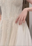 Niulatu White Spaghetti Strap A-Line Tulle Sequin Long Prom Dress Simple Birthday Graduation Dress HZ1103
