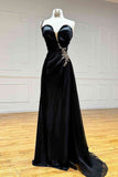 Niulatu Rhinestone One Shoulder A Line Prom Dress with Slit HZ1103