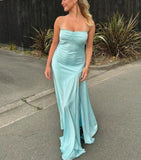 Niulatu Lilac Dresses Gowns Evening Dresses Spaghetti Straps Long Prom Dress Satin Formal Party Dress HZ1103