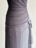 Niulatu Gradient Dark Gray Halter Neck Ruffle Sheath Prom Dress Birthday Dress HZ1103