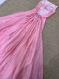 Niulatu Pink A-Line Chiffon Spaghetti Strap Backless Long Prom Dress Party Dress HZ1103