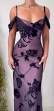 Niulatu Purple Satin Bodycon Dress Black Tulle Spaghetti Strap Ball Dress Birthday Dress HZ1103