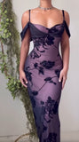 Niulatu Purple Satin Bodycon Dress Black Tulle Spaghetti Strap Ball Dress Birthday Dress HZ1103