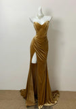 Niulatu Mermaid Sweetheart Neck Velvet Long Prom Dress Strapless Formal Evening Gown HZ1103