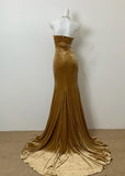Niulatu Mermaid Sweetheart Neck Velvet Long Prom Dress Strapless Formal Evening Gown HZ1103