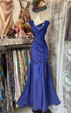 Niulatu Dark Pink Mermaid Pleated Satin Irregular Neckline Ball Dress Birthday Dress HZ1103