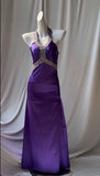 Niulatu Purple Halter Satin Sheath Beaded Sequins Backless Prom Dress Temperament Evening Dress HZ1103