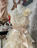 Niulatu Light Yellow A-Line Spaghetti Straps Tulle Layered Prom Dress Beaded Sequin Birthday Dress HZ1103
