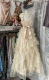 Niulatu Light Yellow A-Line Spaghetti Straps Tulle Layered Prom Dress Beaded Sequin Birthday Dress HZ1103