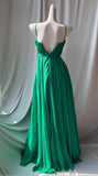 Niulatu Green Spaghetti Strap Chiffon A-Line Sequin Rhinestone Prom Dress Beautiful Bridal Dress HZ1103
