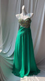 Niulatu Green Spaghetti Strap Chiffon A-Line Sequin Rhinestone Prom Dress Beautiful Bridal Dress HZ1103