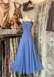 Niulatu Soft Blue Spaghetti Strap A-line Chiffon Birthday Prom Dress Pretty Graduation Dress HZ1103