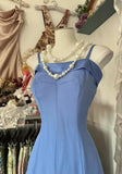 Niulatu Soft Blue Spaghetti Strap A-line Chiffon Birthday Prom Dress Pretty Graduation Dress HZ1103