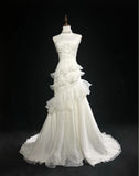 Niulatu White Strapless Mermaid Organza Long Prom Dress Simple Wedding Dress HZ1103