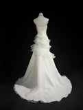 Niulatu White Strapless Mermaid Organza Long Prom Dress Simple Wedding Dress HZ1103