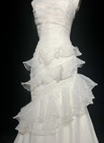Niulatu White Strapless Mermaid Organza Long Prom Dress Simple Wedding Dress HZ1103