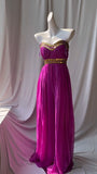 Niulatu Sweetheart Neckline Retro Chiffon Ball gown Bright Bridesmaid Dress HZ1103