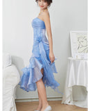 Niulatu Blush Pink Spaghetti Straps Sleeveless Chiffon Prom Dress Vintage Birthday Evening Dress HZ1103