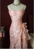 Niulatu Blush Pink Spaghetti Straps Sleeveless Chiffon Prom Dress Vintage Birthday Evening Dress HZ1103