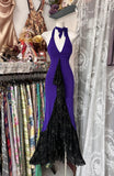 Niulatu Purple V-neck Lace Mermaid Long Prom Dress Backless Birthday Party Dress HZ1103