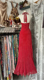 Niulatu Black Halter A-Line Chiffon&Tulle Open Back Prom Dresses Birthday Dresses HZ1026
